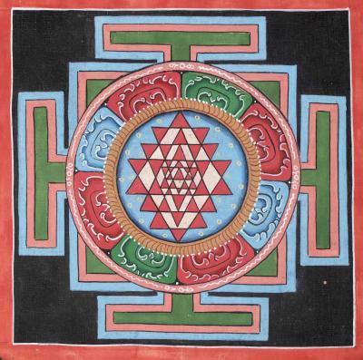 Shree Yantra Mandala | Tibetan Thangka Painting | Tibetan Studio Decor | Sacred Art | Mandala Thangka